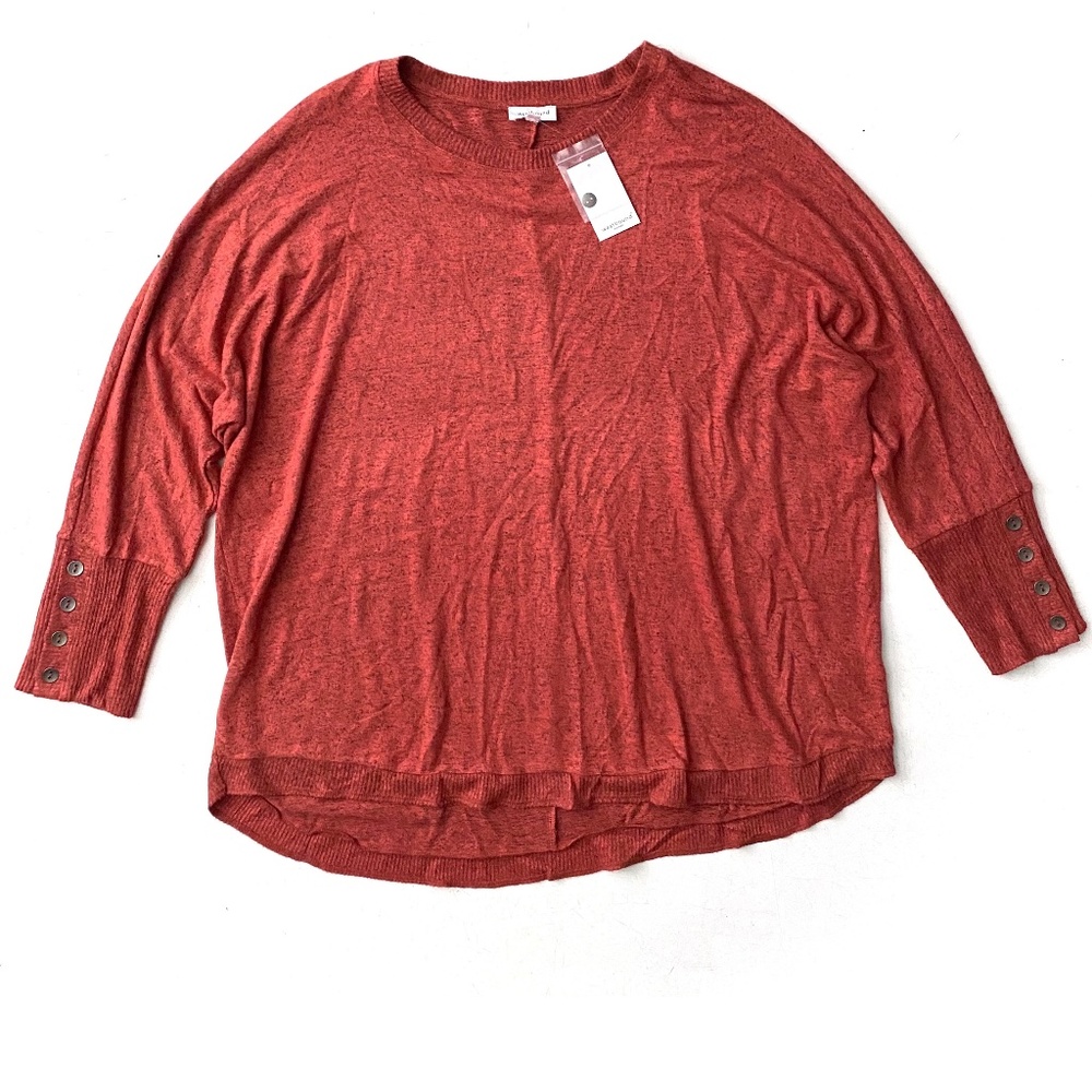 Westbound Sweater New Soft Lightweight Hot Sauce Orange Button Sleeve